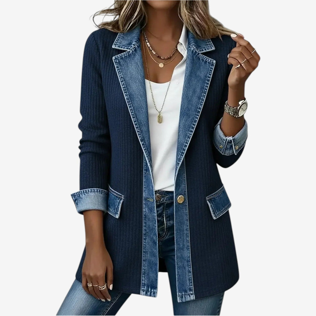 Comfortabel en veelzijdig damesjasje met een relaxte pasvorm. Geschikt als stijlvolle lente- of herfstjas voor een casual look.