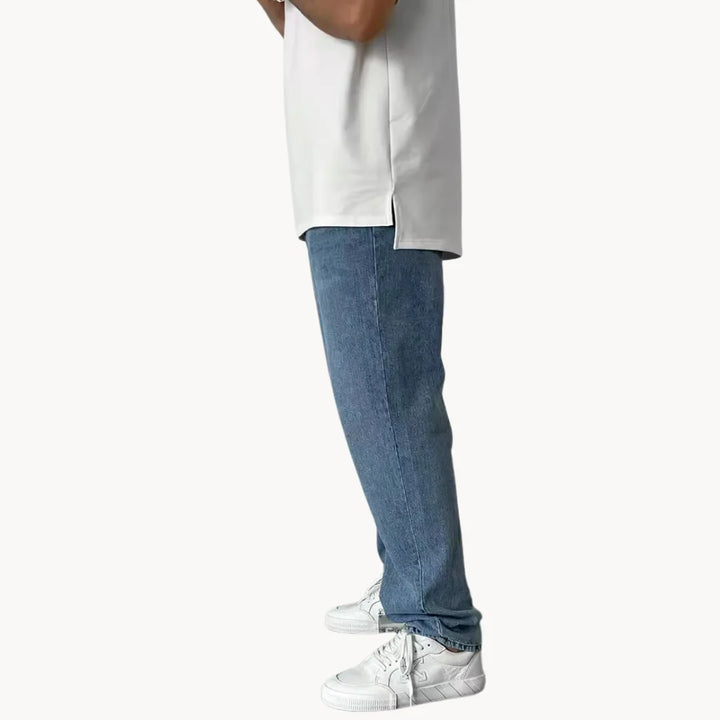 Comfortabele straight fit herenjeans, perfect voor dagelijkse casual kleding en herenmode.