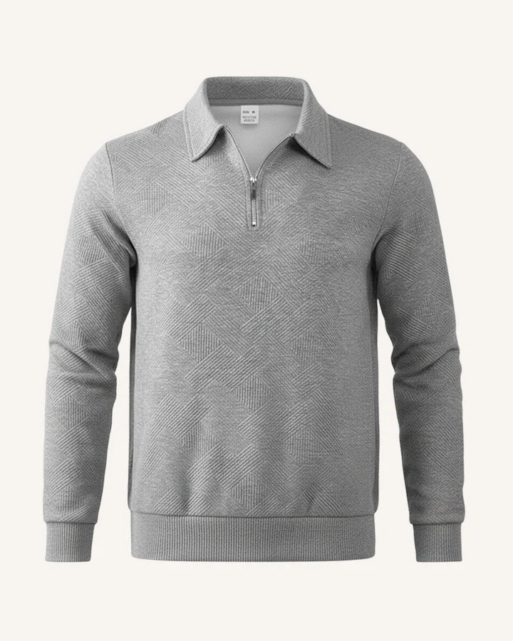 Warme herfst/winter herentrui: pullover met polokraag en halve ritssluiting voor heren.