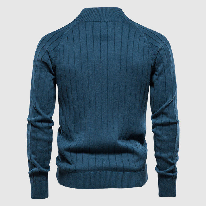 Heren vest met ritssluiting en tijdloos argyle patroon in blauw. Casual en comfortabel gebreid vest voor mannen.