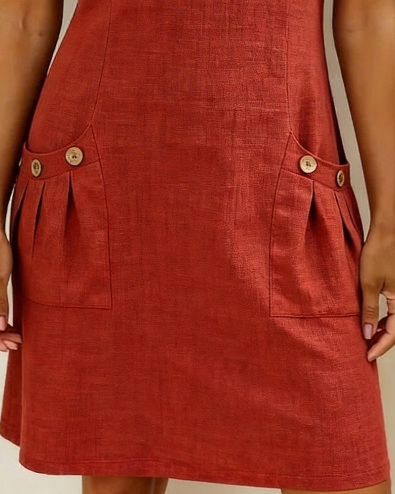 Elegante dames A-lijn jurk met ritssluiting en korte mouw. Perfect als casual chic voorjaarsjurk of zomerjurk.