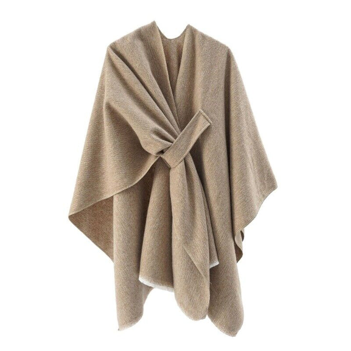 Warme dames kasjmier look poncho, retro stijl, ideaal voor koudere dagen.
