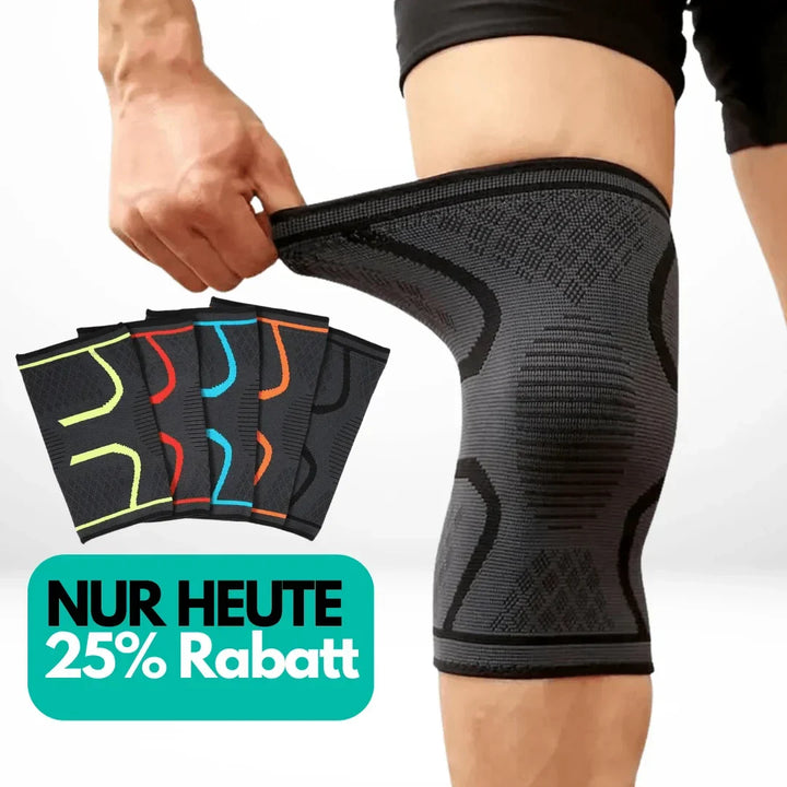 Detail van de flexibele constructie FlexiKnee Pro kniebandage voor bewegingsvrijheid.