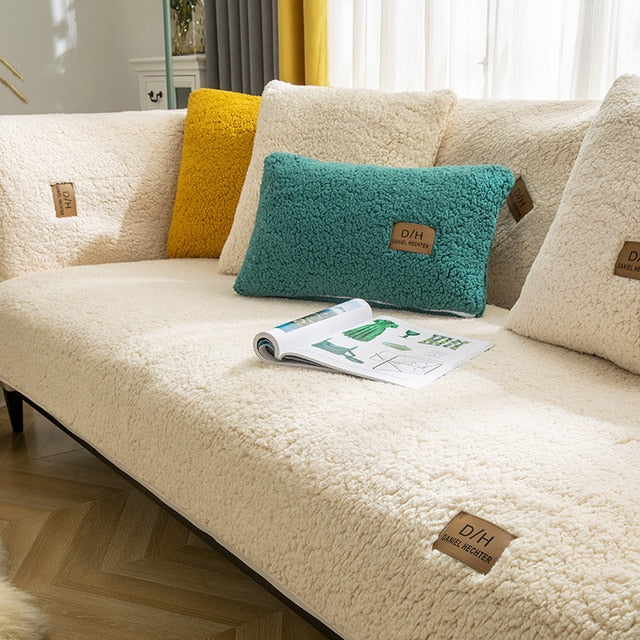 Luxe pluche antislip bankhoes voor sofa, beschermt en vernieuwt interieur.