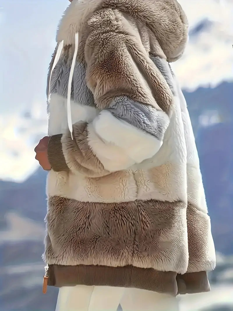 Casual groene damesjas Layla met capuchon, warme mid-lengte winterjas voor damesmode.
