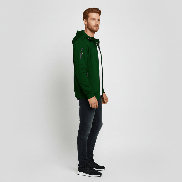 Heren sweatvest met capuchon en rits, ideaal voor een relaxte look.