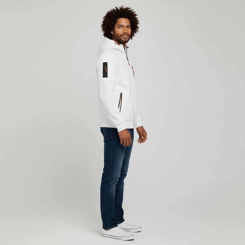Oscar heren zip through hoodie, zacht vest met capuchon en rits.