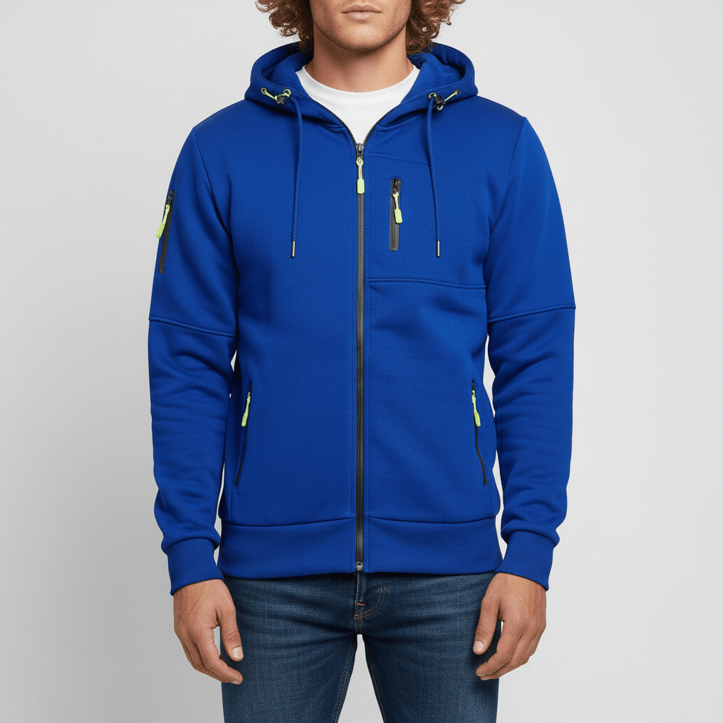 Heren hoodie Oscar, veelzijdig jack met capuchon en ritssluiting voor stijl en warmte.