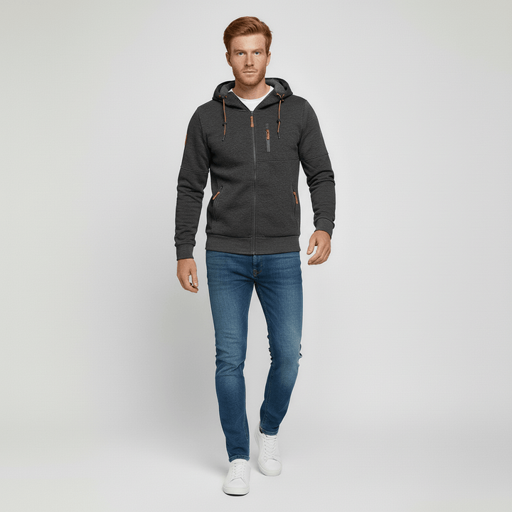 Comfortabel heren jack met capuchon en rits, veelzijdig en sportief design.