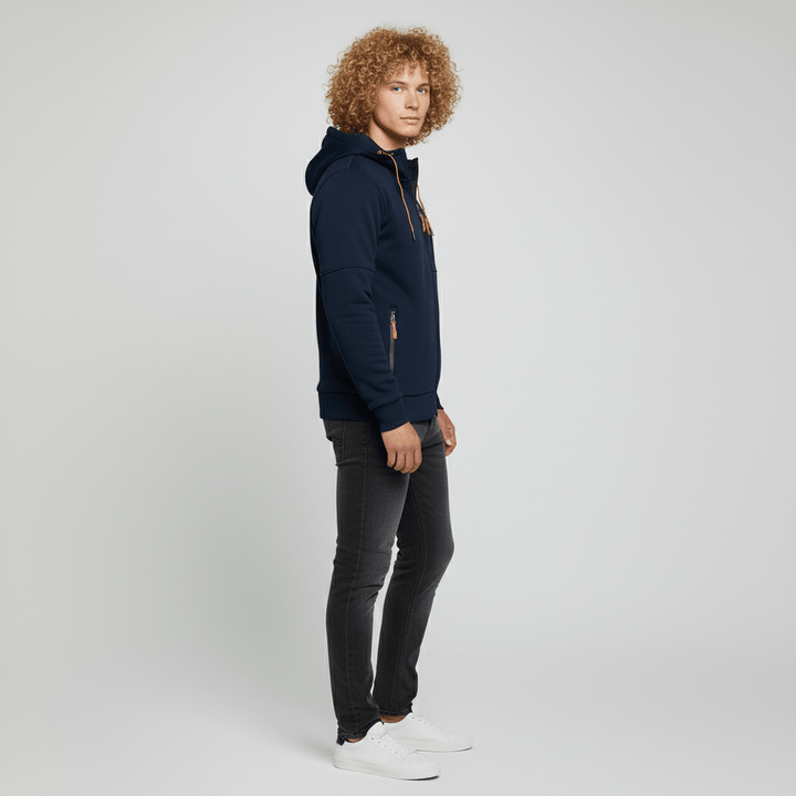 Oscar heren jas, casual vest met capuchon en rits voor elke dag.