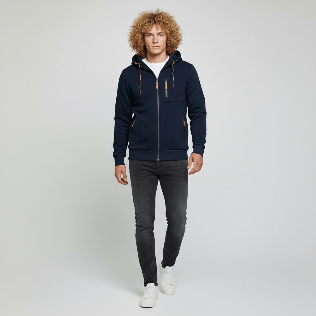 Modieuze heren ritssluiting hoodie Oscar, warm en comfortabel.