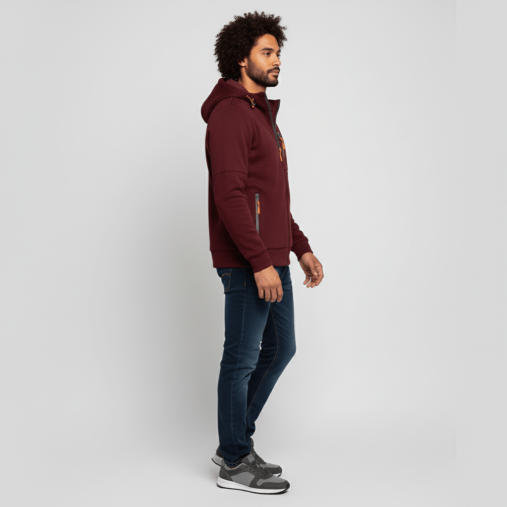 Casual heren hoodie met capuchon en ritssluiting, comfortabele pasvorm.