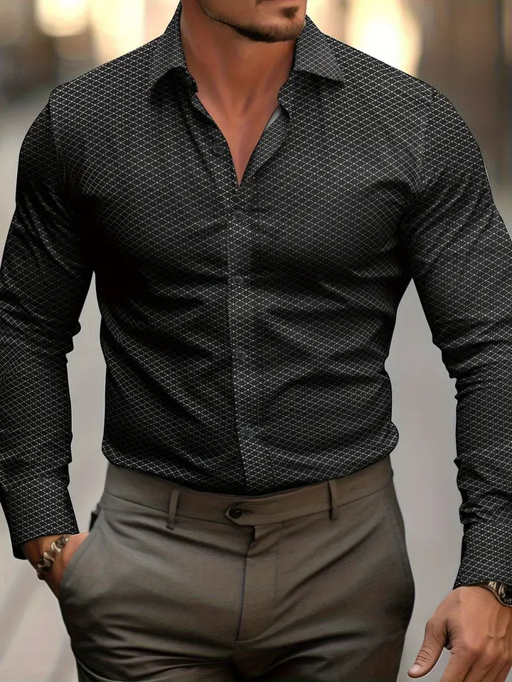 Comfortabel heren shirt Nikolas met geruit patroon. Veelzijdig lange mouw overhemd voor een trendy en stijlvolle herenkleding outfit.