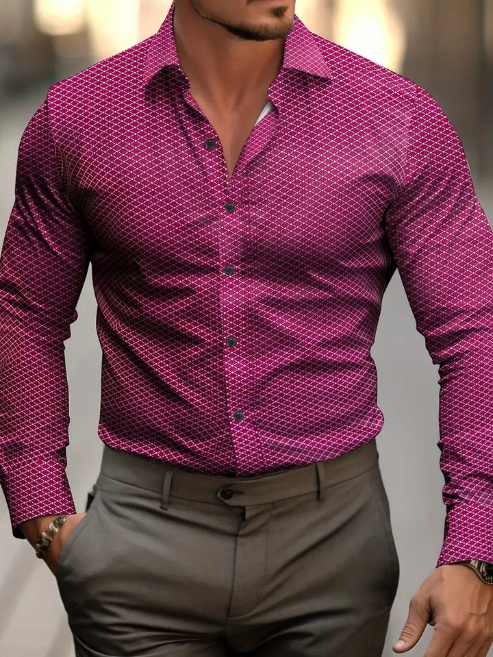 Heren overhemd Nikolas, stijlvol geruit met lange mouwen. Geschikt voor casual en formele outfits, een essentieel kledingstuk.