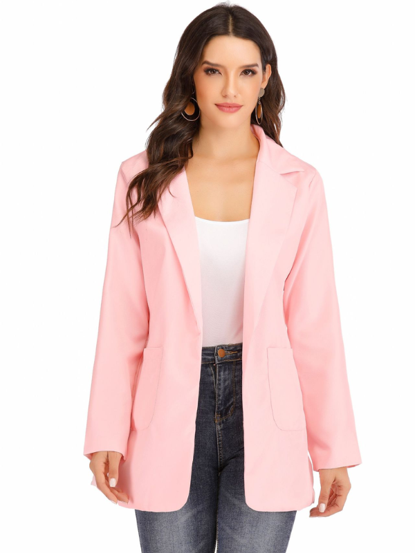 Dames slim-fit blazer, effen design, trendy. Elegant vest met lange mouwen, ideaal voor zakelijke en casual gelegenheden.
