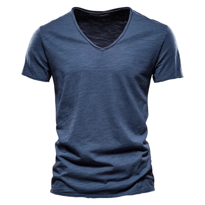 Stijlvol heren v-hals shirt, kreukarm en ademend. Perfect voor casual zomermode.