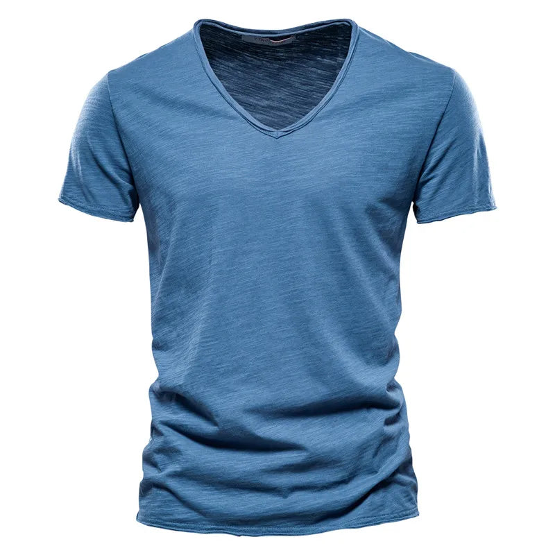 Veelzijdig heren v-hals t-shirt, ademend en kreukarm. Ideaal voor een comfortabele, stijlvolle look.