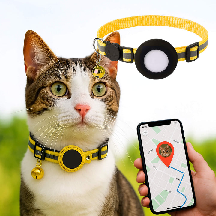 Modern design GPS kattenhalsband, combineert stijl met functionaliteit voor huisdieren.