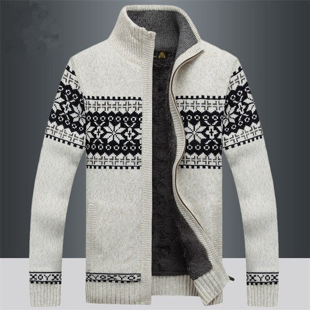 Comfortabel heren gebreid fleece ritsvest, Scandinavische stijl, warm en ideaal voor wintermode. Nieuw.