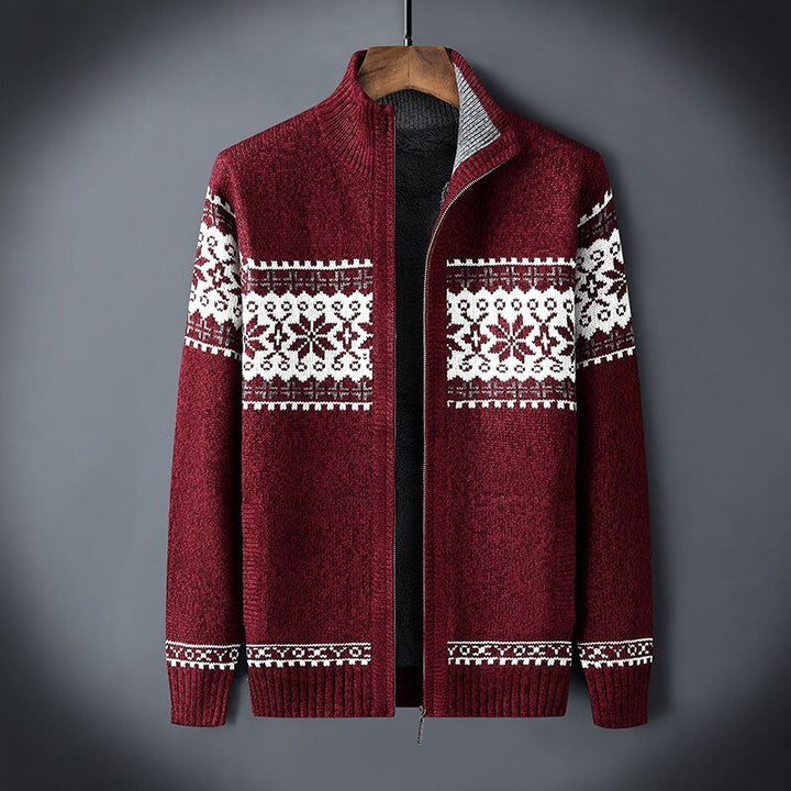 Heren warm gebreid fleece ritsvest, comfortabel en modieus, perfecte wintermode in Scandinavische stijl.