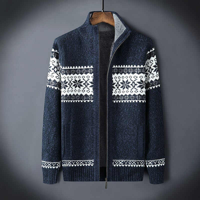 Nieuw heren gebreid fleece ritsvest, warm en comfortabel voor wintermode, Scandinavische stijl.