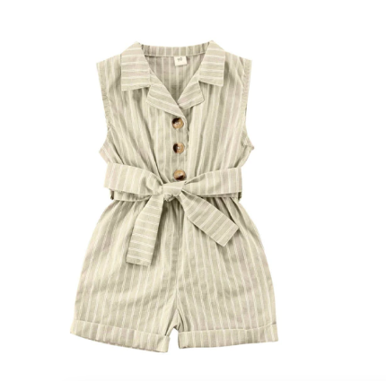 Schattige zomerse meisjes jumpsuit, comfortabele baby outfit voor peuters en baby's.