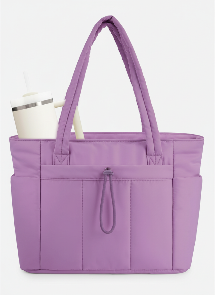 Duurzame nylon schoudertas voor dames, waterdicht. Met speciaal laptopvak en bekervak voor al je benodigdheden.