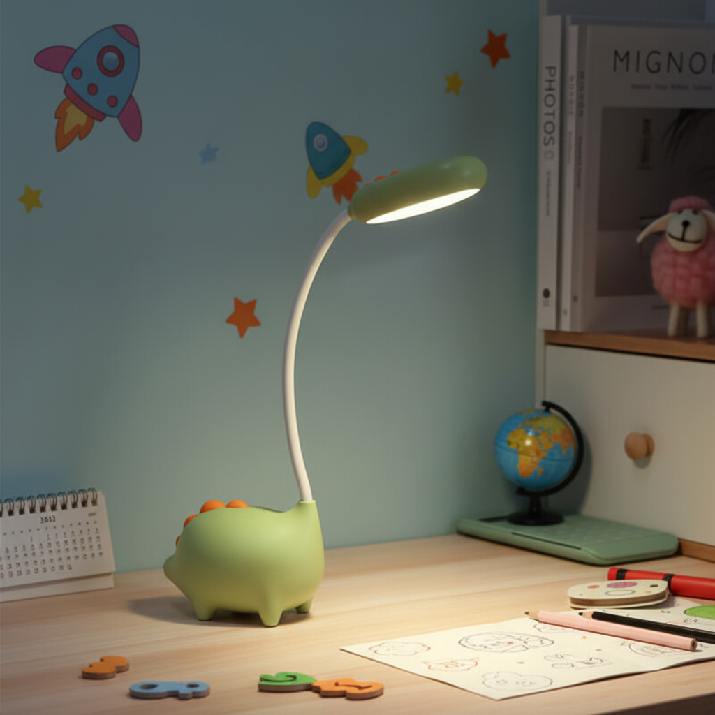 Dinosaurus LED tafellamp voor kinderen, oogvriendelijk. Perfect als lees- of nachtlampje in de kinderkamer.