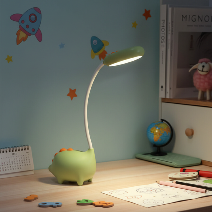 Dinosaurus LED tafellamp voor kinderen, oogvriendelijk. Perfect als lees- of nachtlampje in de kinderkamer.