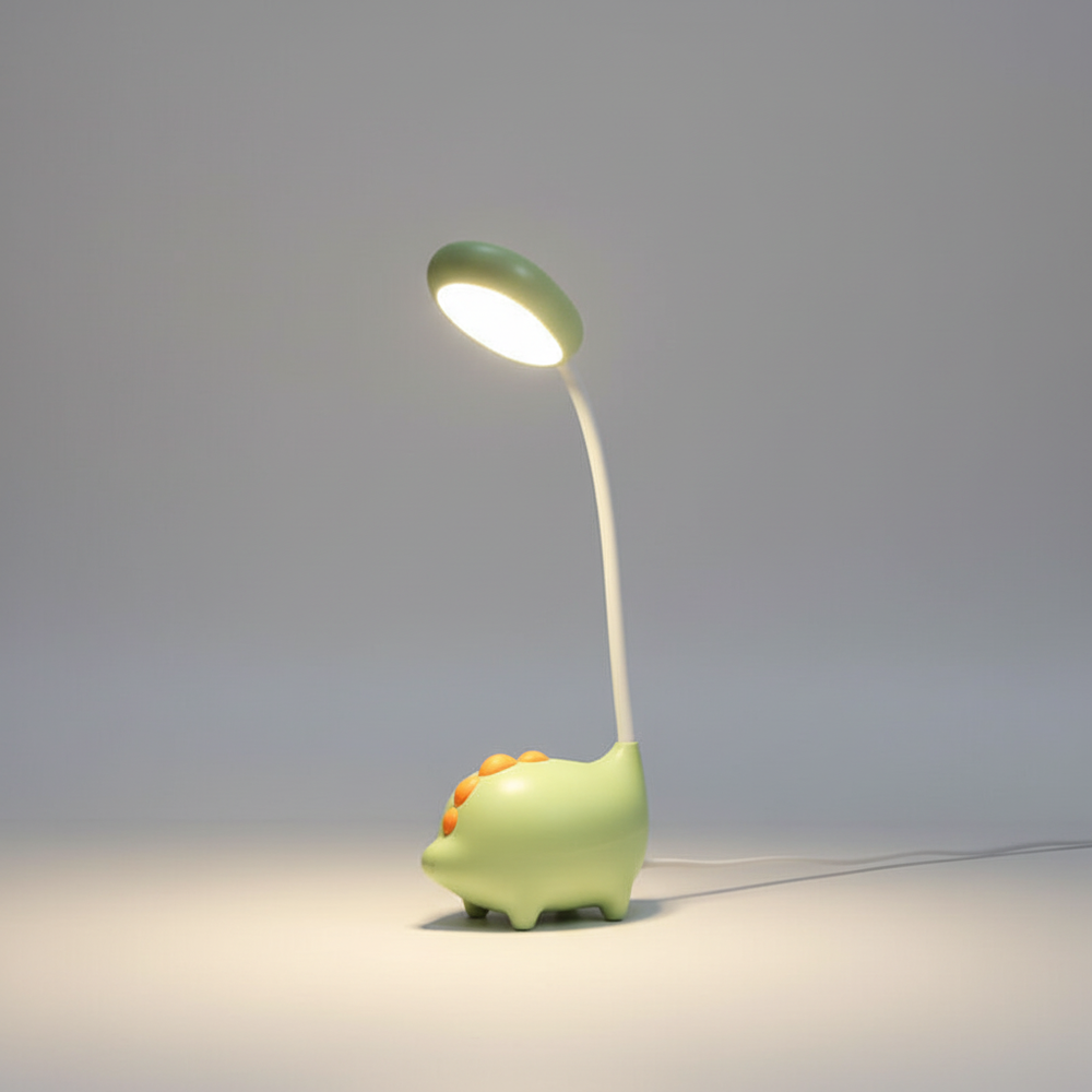 Roze draadloze LED dinosaurus tafellamp, oplaadbaar. Ideaal als nachtlampje of leeslamp in de kinderkamer.