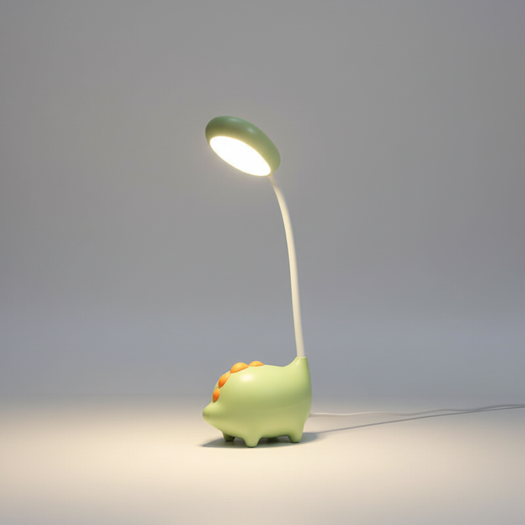 Roze draadloze LED dinosaurus tafellamp, oplaadbaar. Ideaal als nachtlampje of leeslamp in de kinderkamer.
