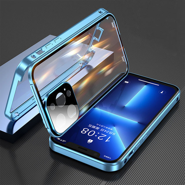 Duurzaam iPhone hoesje met dubbelzijdige valbescherming. Aluminium en siliconen voor langdurige bescherming.