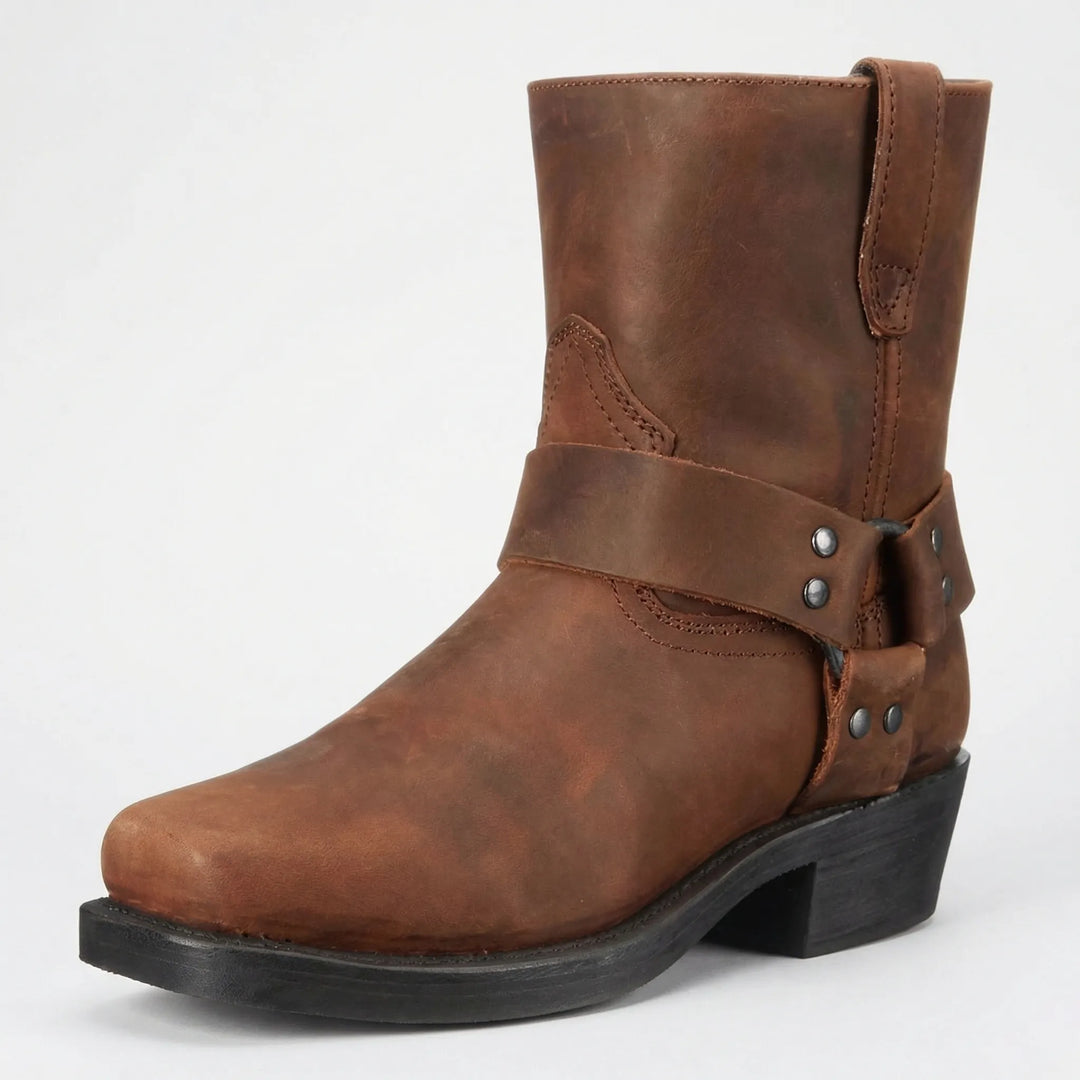 Tijdloze heren cowboylaarzen: Duurzame Allan western laarzen met een robuuste blokhak, ideaal voor casual herenmode.