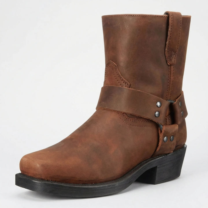 Tijdloze heren cowboylaarzen: Duurzame Allan western laarzen met een robuuste blokhak, ideaal voor casual herenmode.