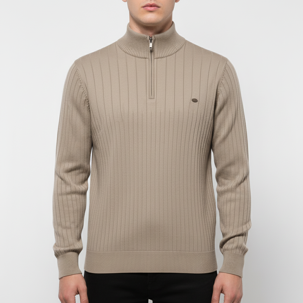 Klassieke pullover voor heren met rits. Stijlvolle en warme trui met lange mouw, comfortabele winterkleding.