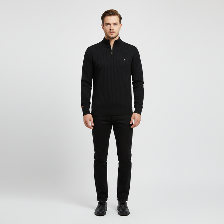 Stijlvolle heren klassieke pullover met rits. Warme trui met lange mouw, comfortabele en modieuze winterkleding.