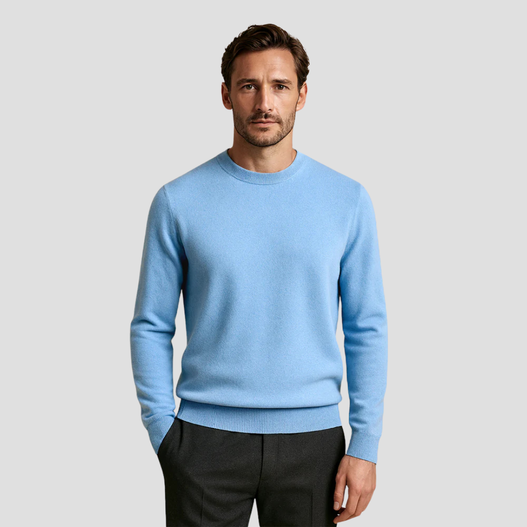 Heren klassieke trui Marcus met ronde hals, ideaal voor tijdloze winter- en herfstmode.