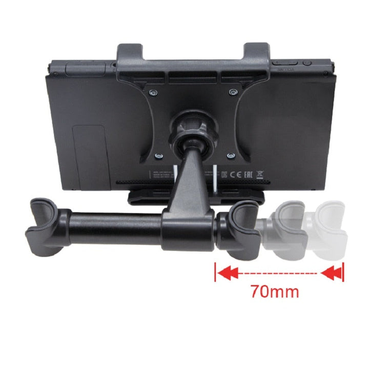 Achterbankzicht op tablet in hoofdsteunhouder, voor handsfree kijkplezier tijdens autoritten. Auto accessoires.