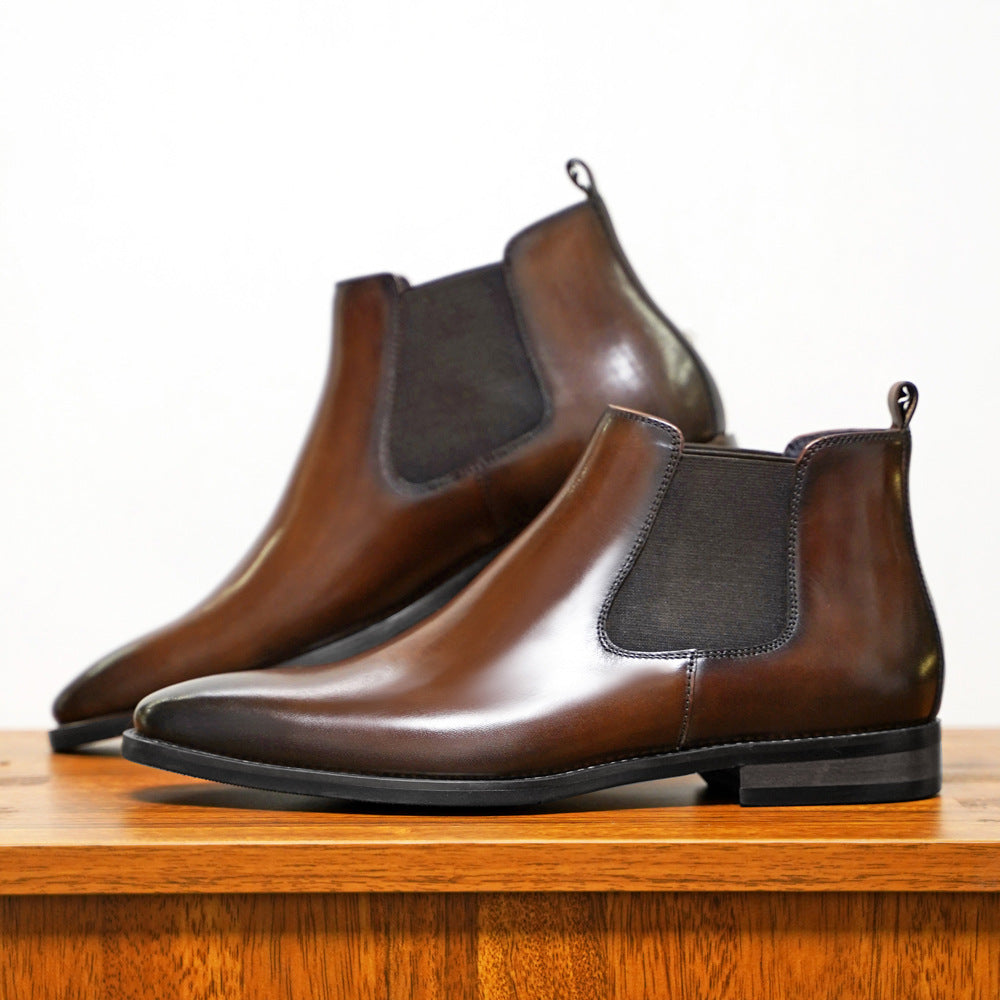 Elegante bruine heren Chelsea instaplaarzen 'Anthony', modieuze enkellaarzen ideaal voor comfort en stijl.