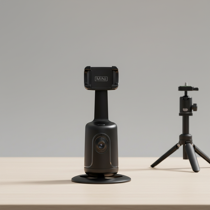 Slimme gimbal selfie stick met auto-tracking voor handsfree video en vloggen.