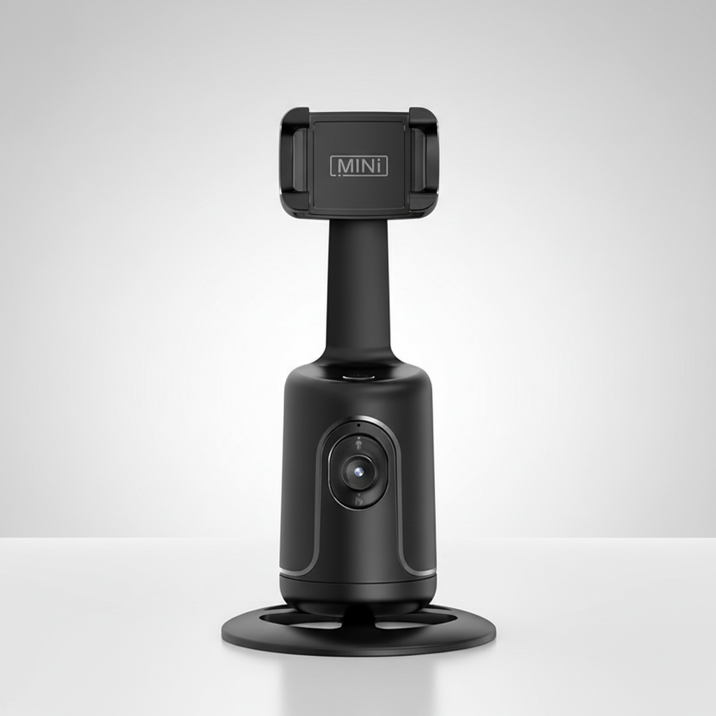 Compacte selfie stick met gezichtsherkenning en auto-tracking voor stabiele livestream video's.