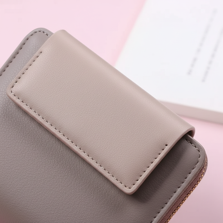 Stijlvolle dames portemonnee in leerlook met rits, duurzaam en compact accessoire.