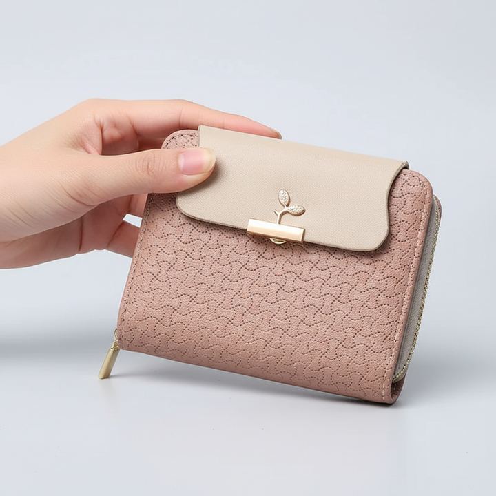 Handzame dames portemonnee, compact en lichtgewicht, perfect voor onderweg, met rits.