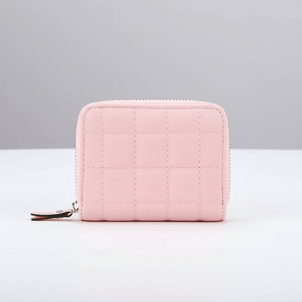 Trendy compacte leren portemonnee voor dames. Organiseer je pasjes en geld in stijl.