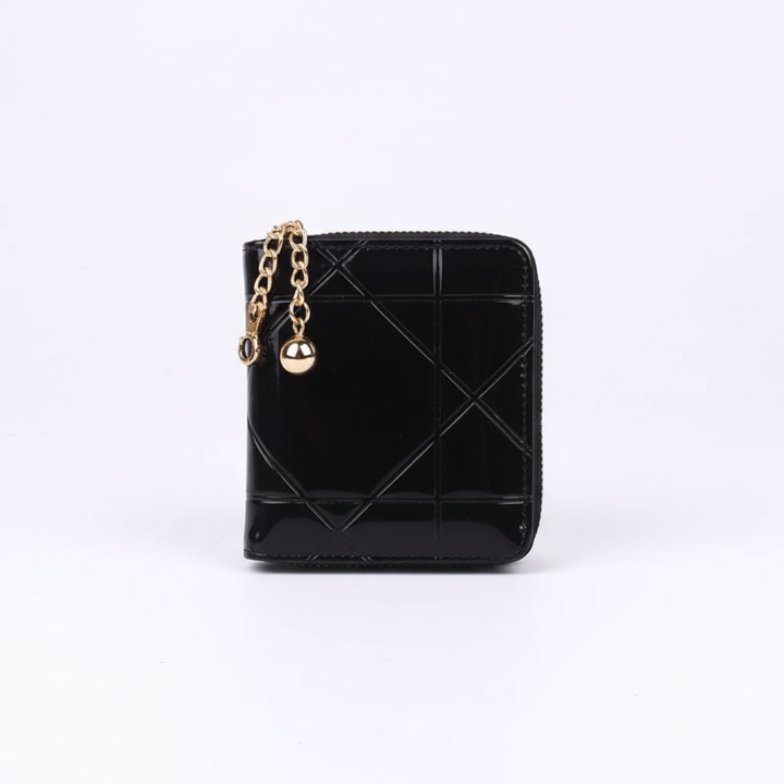 Elegante compacte dames portemonnee van hoogwaardig leer. Perfect voor pasjes en muntgeld.