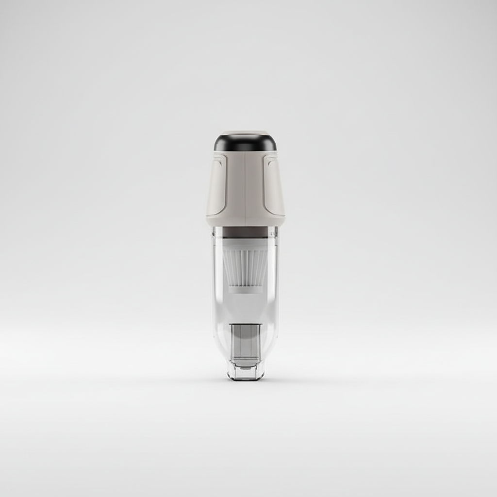 Mobiele mini stofzuiger met USB opladen, klaar voor draadloos gebruik in auto, kantoor of thuis.