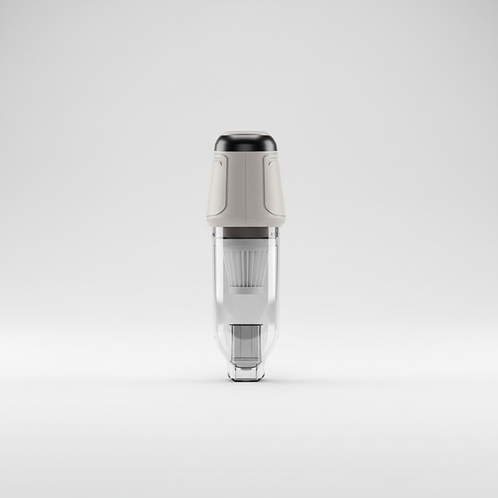 Mobiele mini stofzuiger met USB opladen, klaar voor draadloos gebruik in auto, kantoor of thuis.