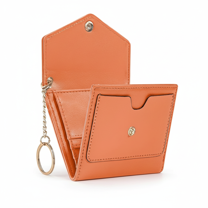 Minimalistische compacte damesportemonnee van leer, met slimme RFID-blokkeringstechnologie.