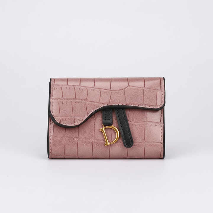 Compacte dames portemonnee met elegant krokodillen reliëf, ideaal voor dagelijks gebruik, in diverse kleuren.