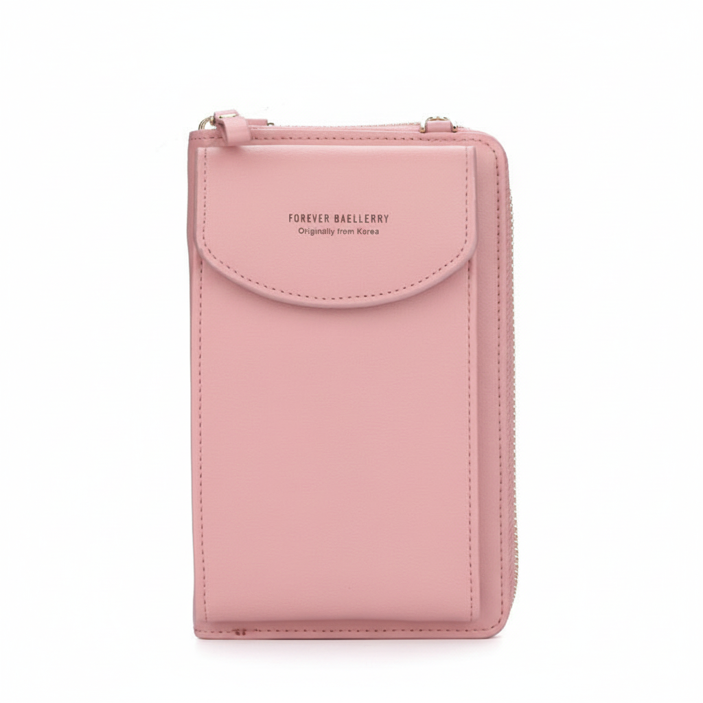 Veelzijdige compacte damesportemonnee met telefoonvak, perfect voor pasjes, geld en mobiel.